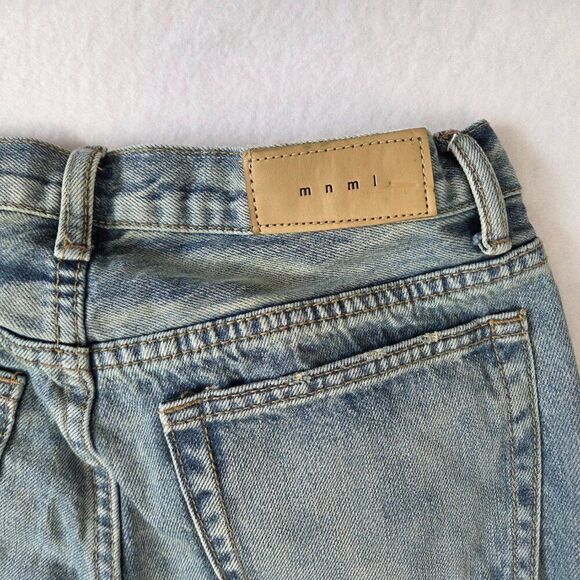 Mnml Angel Jeans Mens Size 28 Waist Streetwear Straight Leg Cuffed 100% Cotton - Picture 7 of 12